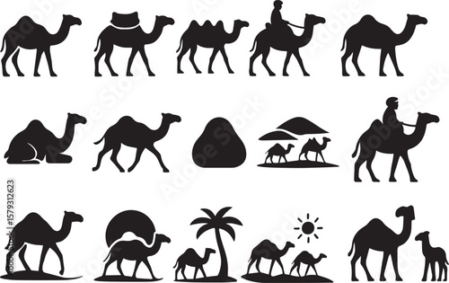 Camels desert journey caravan vector