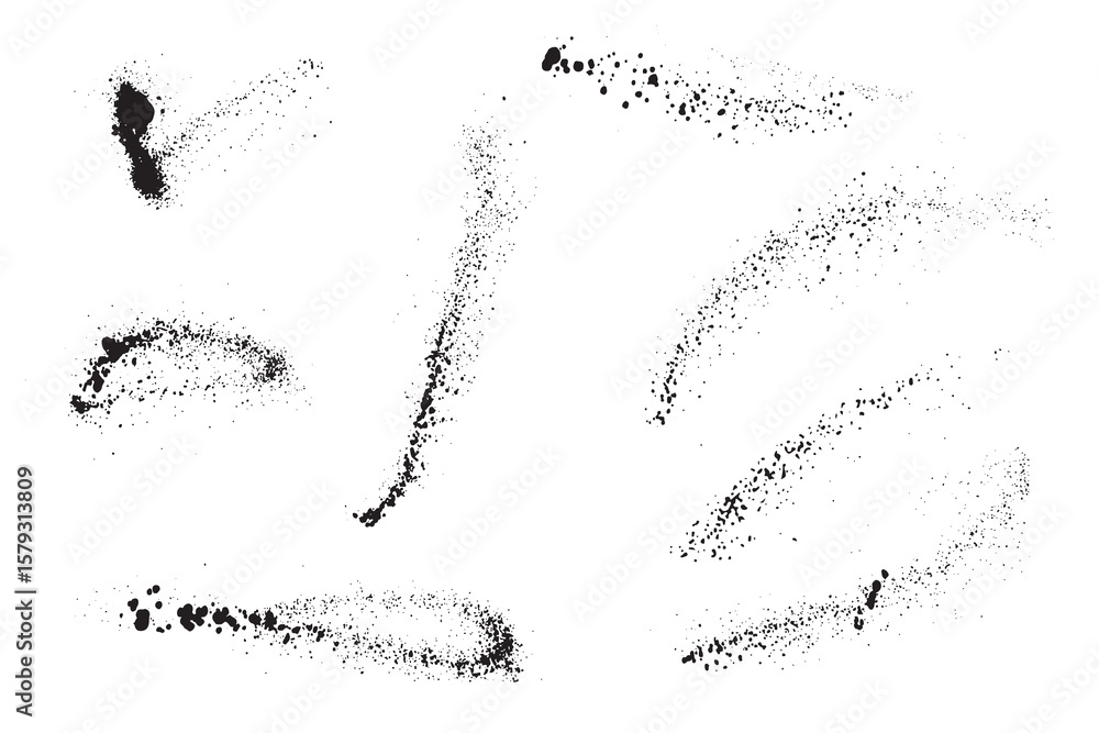 Fototapeta premium Black blood vector splatter ink abstract brush stroke background set. Decorative brush stroke design