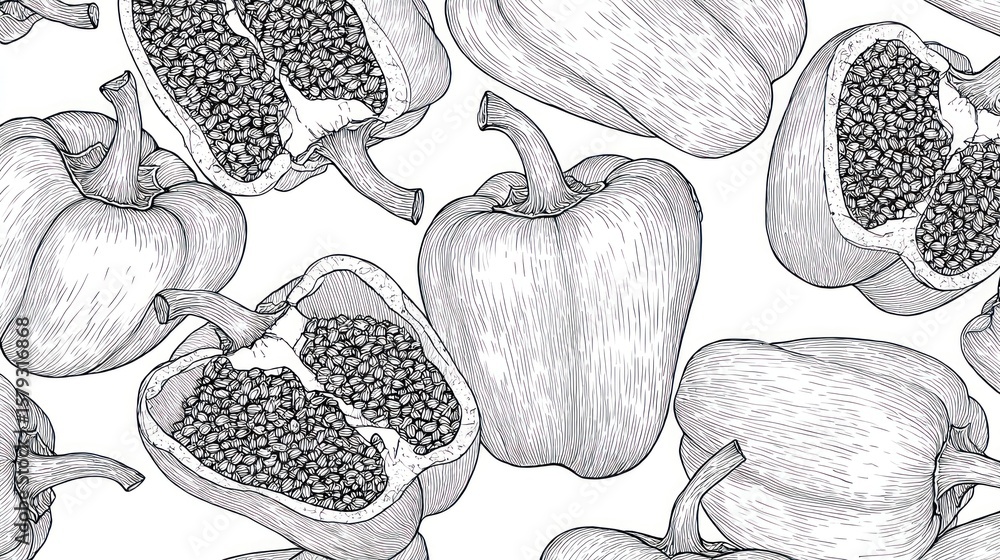 Naklejka premium Monochrome pepper pattern