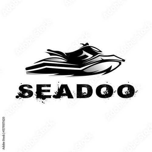 Seadoo Logo, Jet Ski Motor Boat, jetski vector logo design template, Isolated on white background