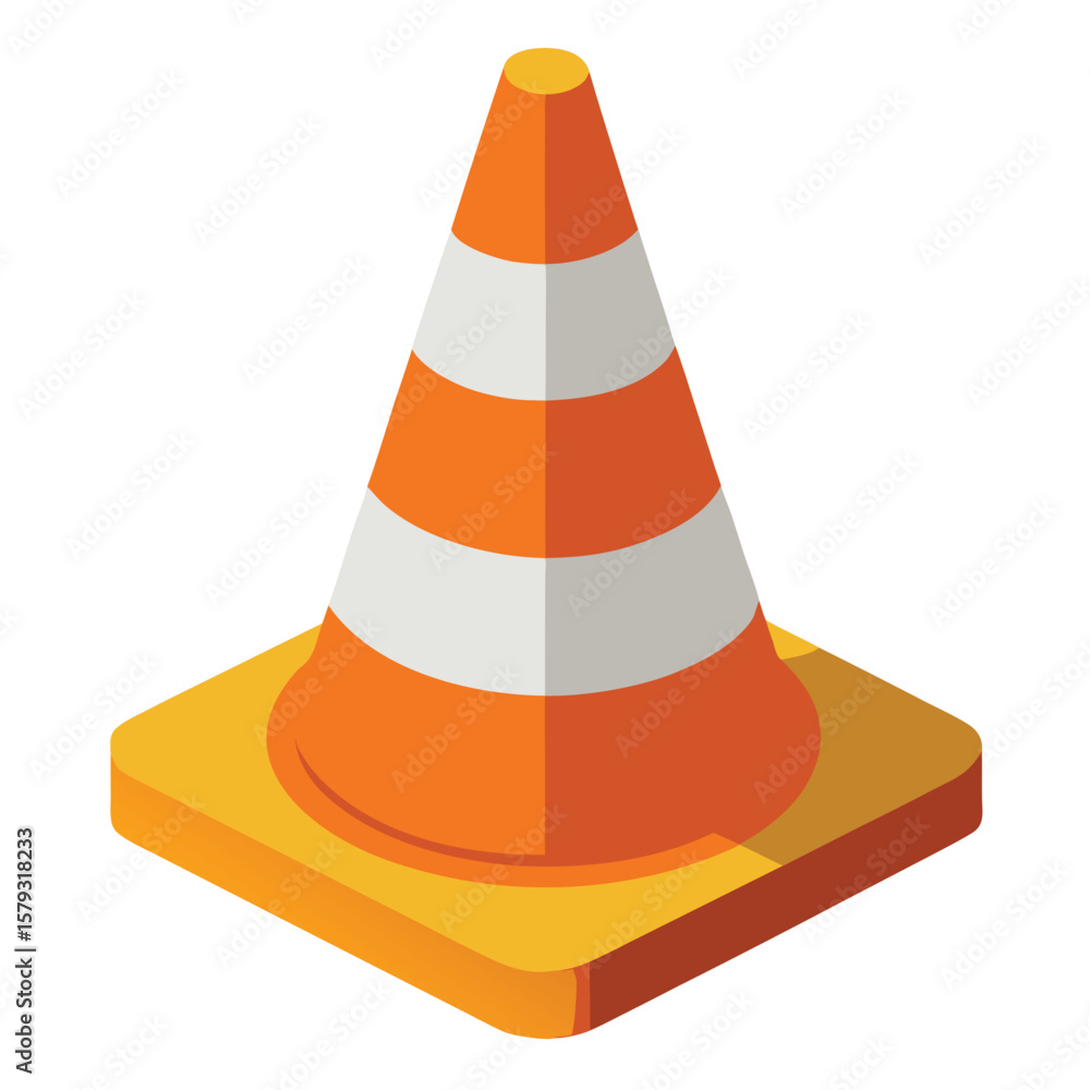 A realistic vector icon of a slightly dirty road cone, showing wear from real-world use. A realistic vector icon of a slightly dirty road cone, showing wear from real-world use.