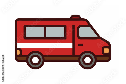 Wallpaper Mural Simple Red Ambulance Icon with Brown Outline and White Stripe Graphic Design Torontodigital.ca