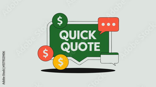 Instant quote service design with money symbols, quick price estimation concept, business