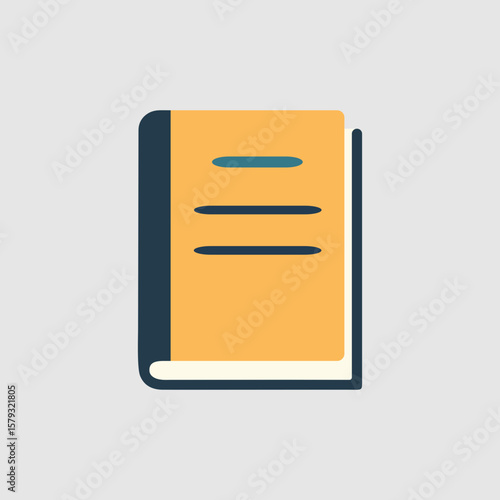 Hardcover book in minimalist style, yellow tones, reading and education concept