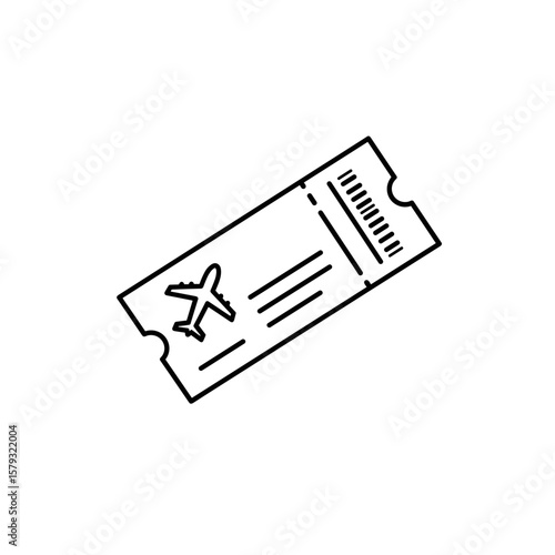 Plane ticket vector icon in a minimalist line art style