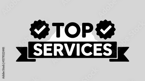 Best top services available with checkmarks and ribbon, quality assured, trusted service provider
