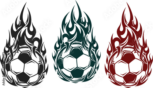 Fiery Soccer Ball Design Templates - Dynamic Flame Elements
