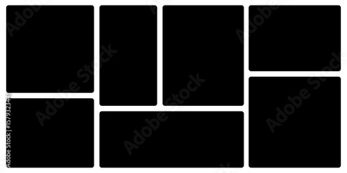 Template photo collage group different pictures, empty album