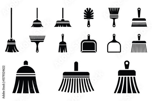 Broom Vector Icons Set