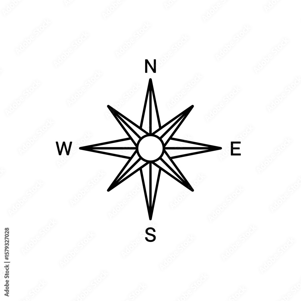 Fototapeta premium Vector compass icon symbolizing navigation and directional guidance