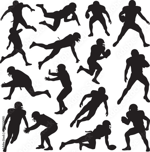 American Football Player Silhouette in Action Pose

Football Helmet and Ball Vector Design

Running Quarterback Silhouette for Sports Design

Black American Football Silhouette Illustration

Team Spor