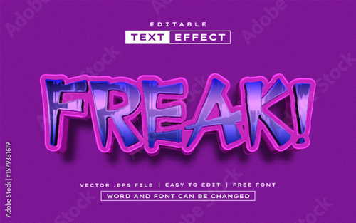 Freak 3D editable text effect style