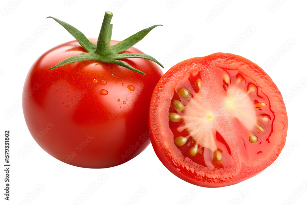 custom made wallpaper toronto digitalFresh ripe red tomato and half tomato with water droplets isolated on transparent background