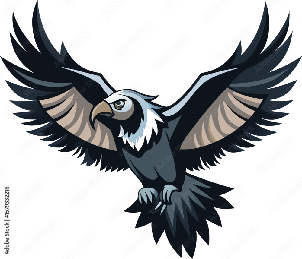 Fototapeta premium Majestic Eagle in Flight, Powerful Wings Spread Wide, Soaring High Above