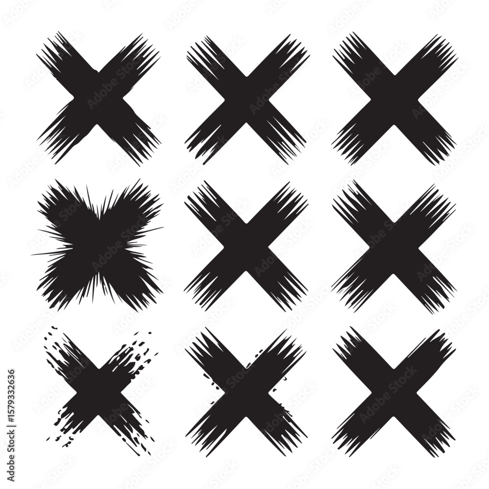 Obraz premium Vector design black set paint, ink brush, brush strokes, brushes, lines, frames, box, grungy. Grungy brushes collection. Brush stroke paint boxes on white background.