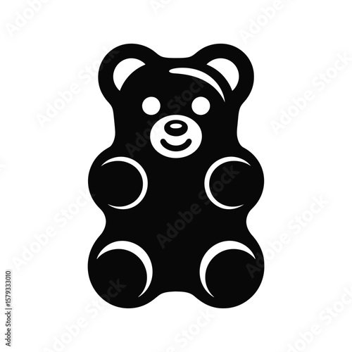 Simple black gummy bear icon on a white background representing candy