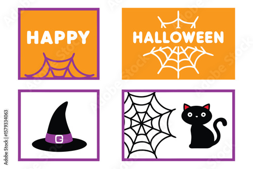 Happy Halloween Spooky Cute Illustrations for Cards and Party Decorations