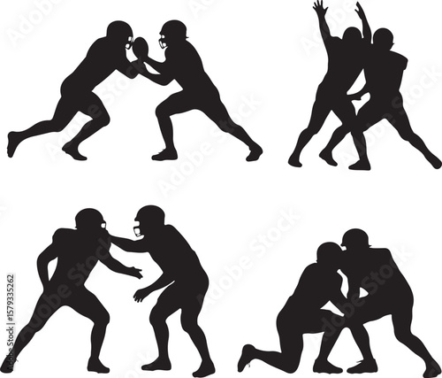 American Football Player Silhouette in Action Pose

Football Helmet and Ball Vector Design

Running Quarterback Silhouette for Sports Design

Black American Football Silhouette Illustration

Team Spor