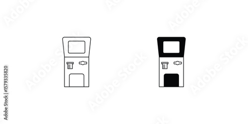 atm machine set icon with white background vector stock illustration