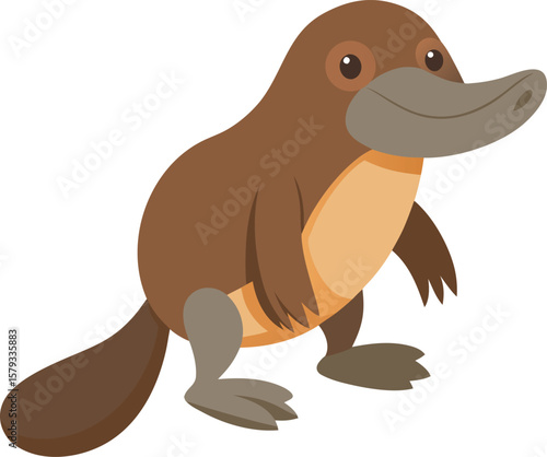 Adorable Cartoon Platypus Illustration, Perfect for Children's Books and Educational Materials