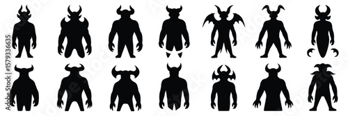 Demon and Devil Silhouettes Set – Large Vector Pack of Fiery, Dark, and Hellish Figures, Isolated on White Background
