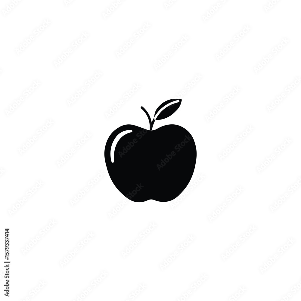 Bold Apple Icon – Solid Black Fruit Symbol for Health, Food, and Organic Branding Bold Apple Icon – Solid Black Fruit Symbol for Health, Food, and Organic Branding