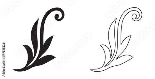 Decorative vintage frame corner template ornament art Solid and Outline