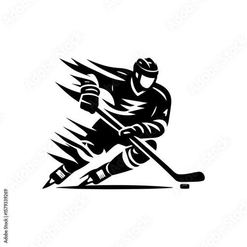 Dynamic Hockey Player in Action Silhouette.