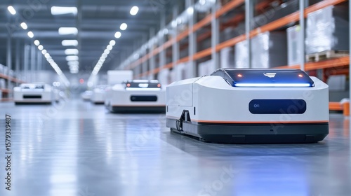 Automated warehouse robots in distribution center