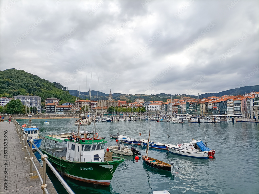 Fototapeta premium Lekeitio town view from pier, Spain