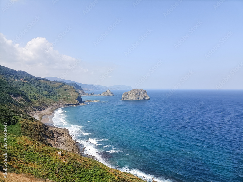 Fototapeta premium Biscay province coastline summer view, Spain