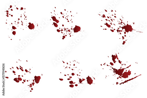 Splash Set of red blood grunge texture artistic brush stroke paint splatter background set