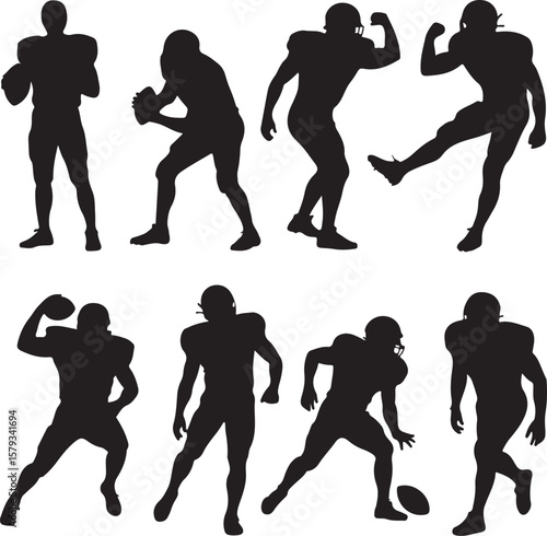 American Football Player Silhouette in Action Pose

Football Helmet and Ball Vector Design

Running Quarterback Silhouette for Sports Design

Black American Football Silhouette Illustration

Team Spor