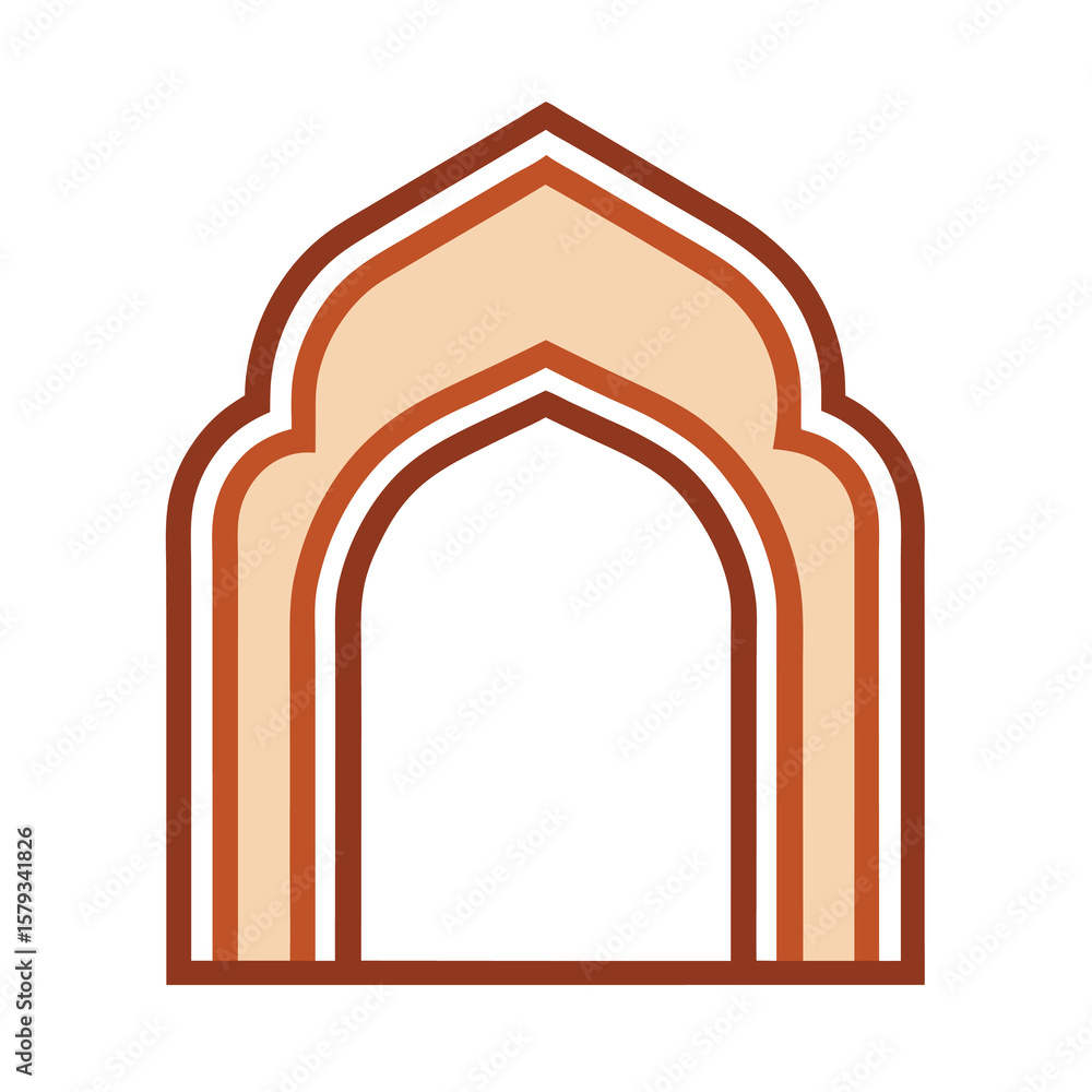 Fototapeta premium Ornate Archway Illustration with Brown and Beige Accents Isolated on White Background