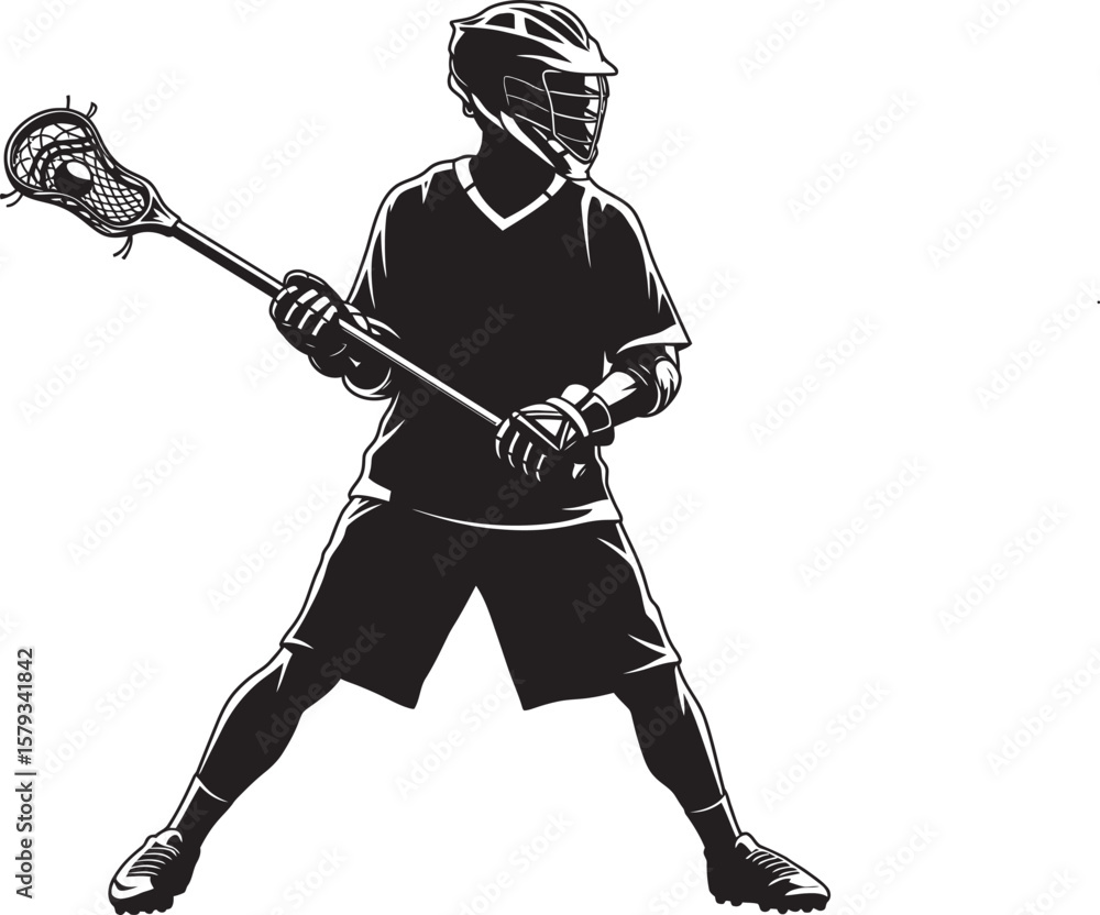 Obraz premium Lacrosse Player Sport Art Silhouettes white color background