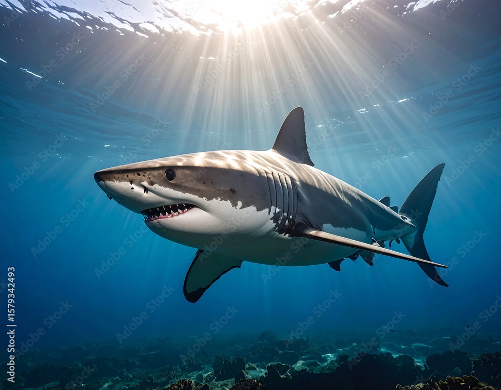 Fototapeta premium Great white shark underwater