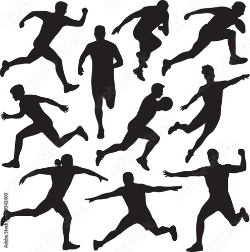 American Football Player Silhouette in Action Pose

Football Helmet and Ball Vector Design

Running Quarterback Silhouette for Sports Design

Black American Football Silhouette Illustration

Team Spor