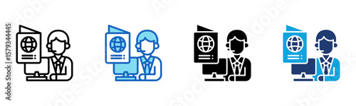 Consular Services icon Multi Style Vector Illustration
