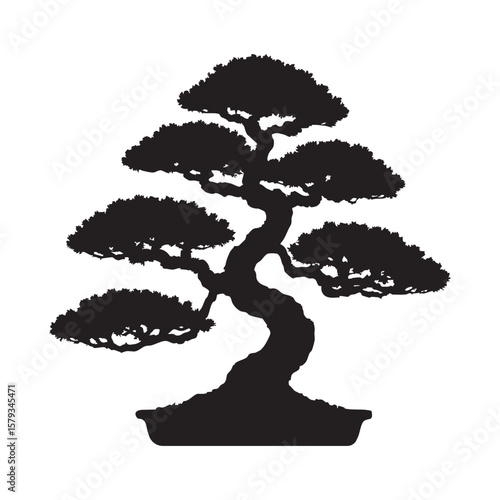 bonsai tree Silhouette isolated on transparent background