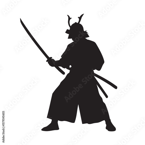 samurai Silhouette design on white background 
