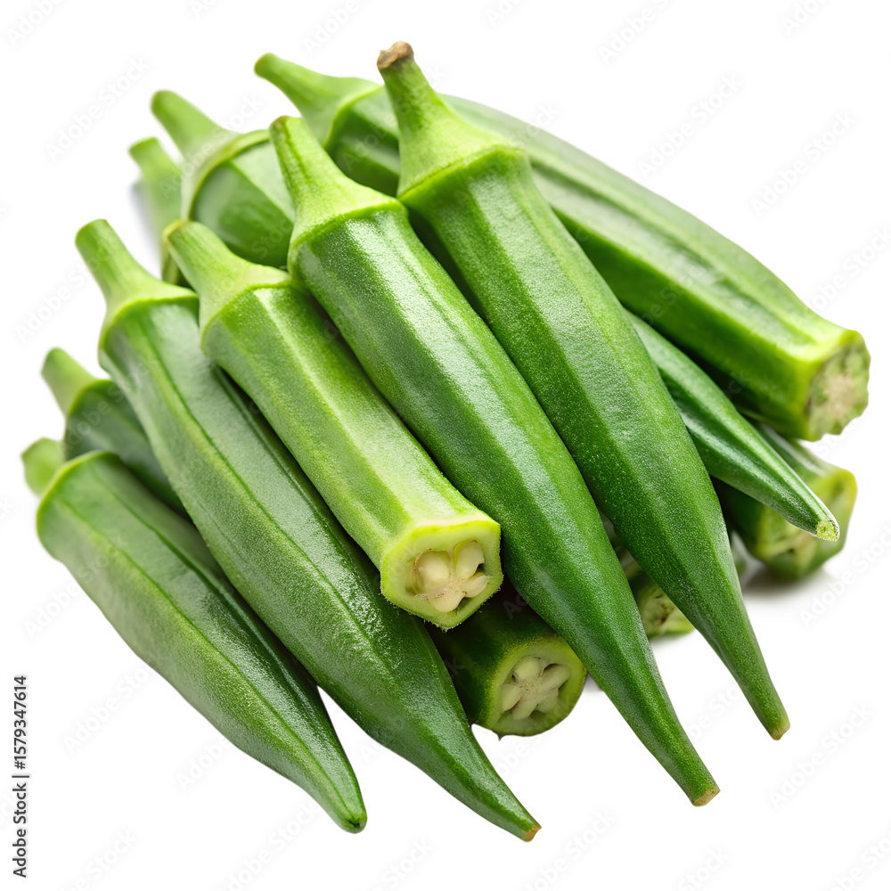 Fresh Okra Isolated on Transparent Background Fresh Okra Isolated on Transparent Background