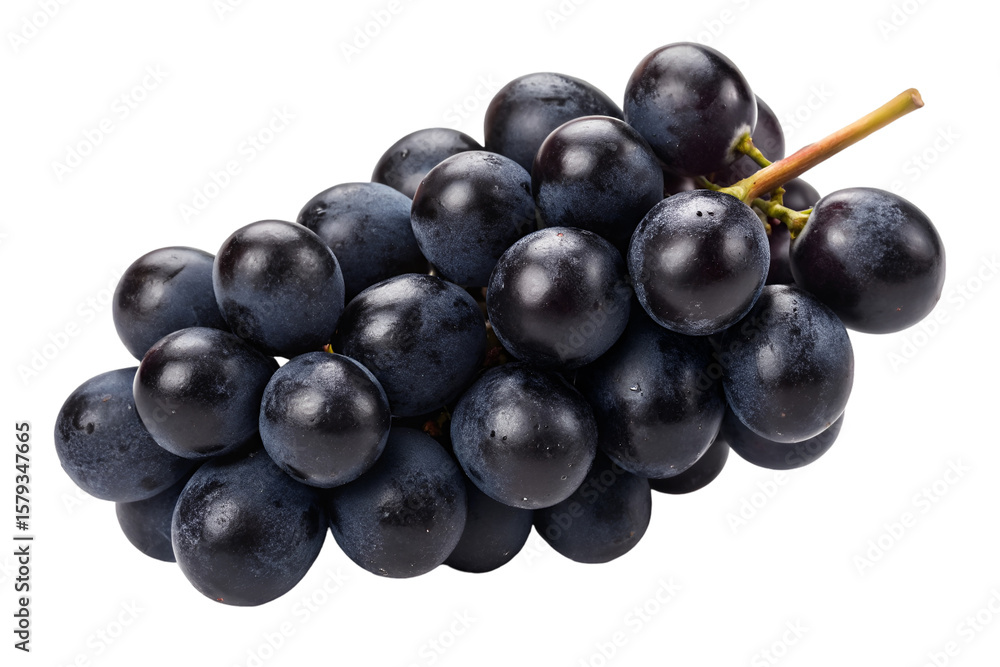 Bunch of black grapes isolated on transparent background for fruit and food projects Bunch of black grapes isolated on transparent background for fruit and food projects