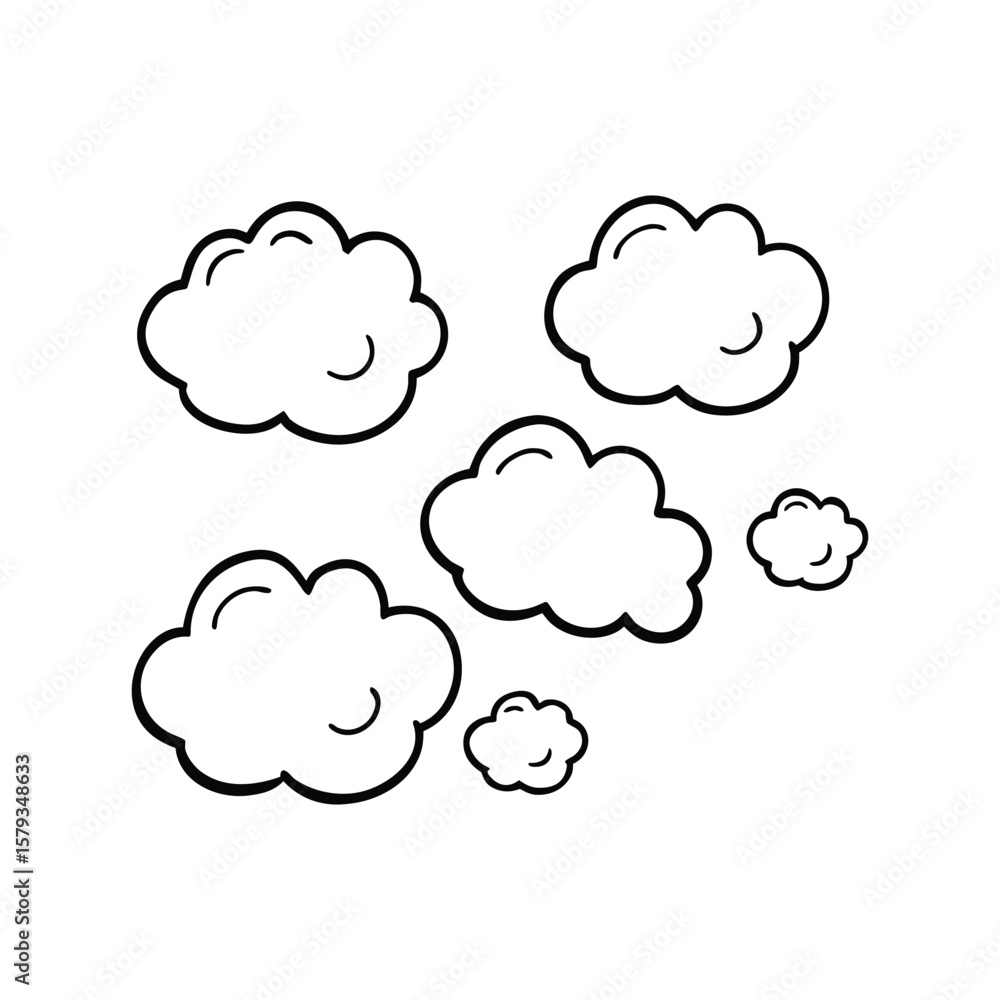 Fototapeta premium Cloud line art, Cute cloud line art, sky