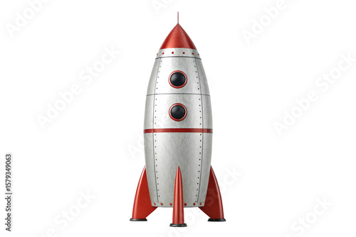 Vintage space rocket isolated on transparent background ideal for retro sci-fi design elements