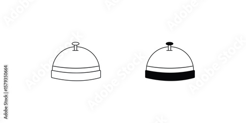 reception desk bell set icon with white background vector stock illustration