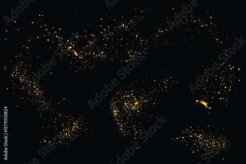 Isolated grunge texture and gold glitter illustration design element set