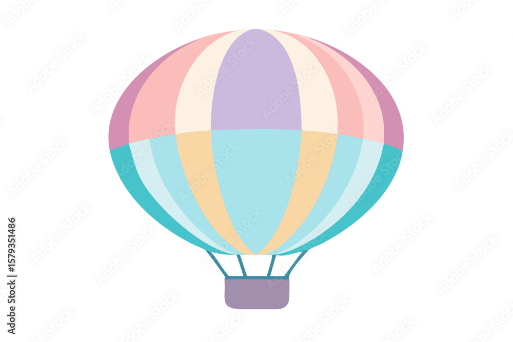 Naklejka premium Pastel Hot Air Balloon Icon Flat Vector Illustration