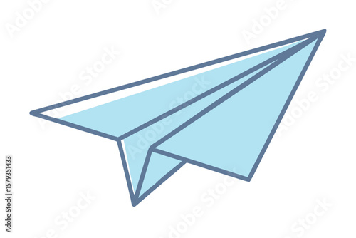 Pastel Blue Minimalist Folded Paper Airplane Icon paper plane