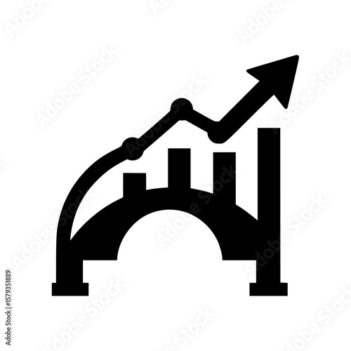 A growth line chart where the rising trend icon