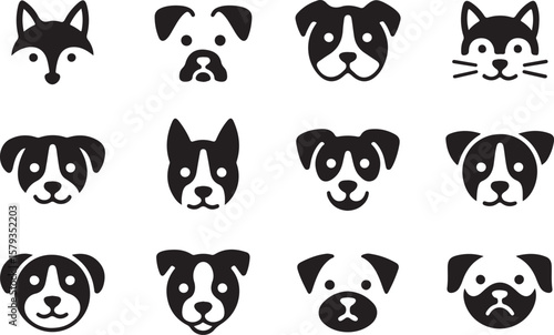 Fox Face Silhouette Vector Illustration with Pointed Ears and Snout Design